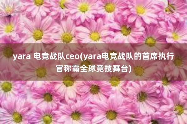 yara 电竞战队ceo(yara电竞战队的首席执行官称霸全球竞技舞台)