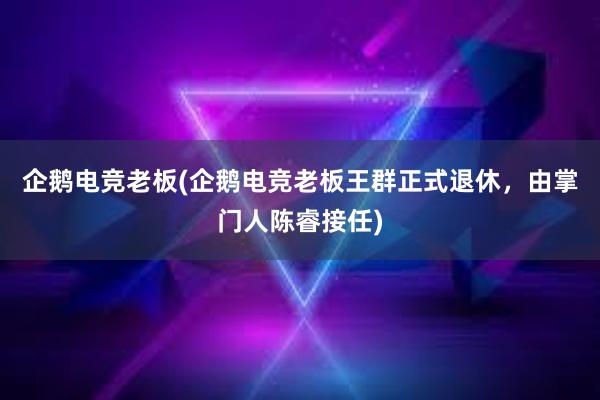 企鹅电竞老板(企鹅电竞老板王群正式退休，由掌门人陈睿接任)