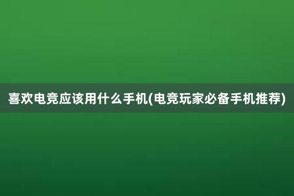 喜欢电竞应该用什么手机(电竞玩家必备手机推荐)