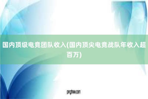 国内顶级电竞团队收入(国内顶尖电竞战队年收入超百万)