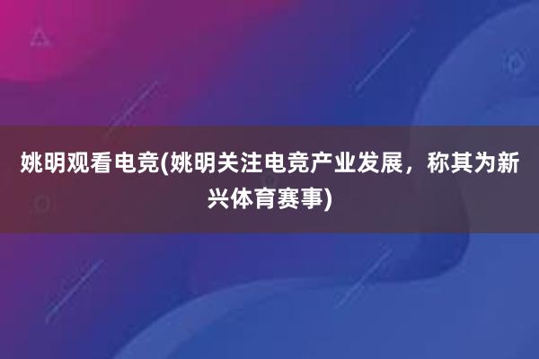 姚明观看电竞(姚明关注电竞产业发展，称其为新兴体育赛事)