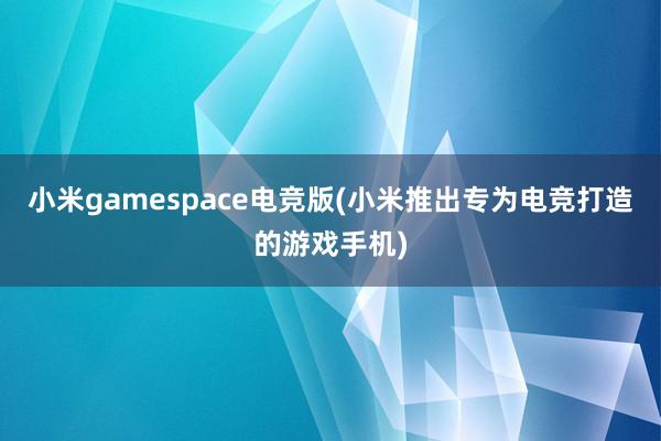 小米gamespace电竞版(小米推出专为电竞打造的游戏手机)