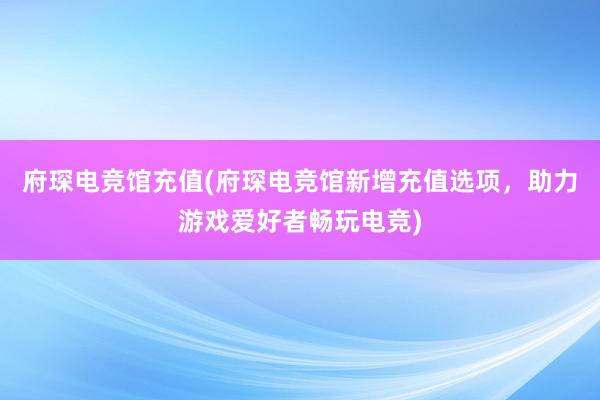 府琛电竞馆充值(府琛电竞馆新增充值选项，助力游戏爱好者畅玩电竞)