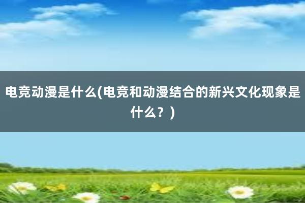 电竞动漫是什么(电竞和动漫结合的新兴文化现象是什么？)