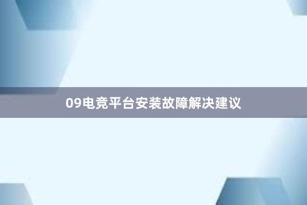 09电竞平台安装故障解决建议