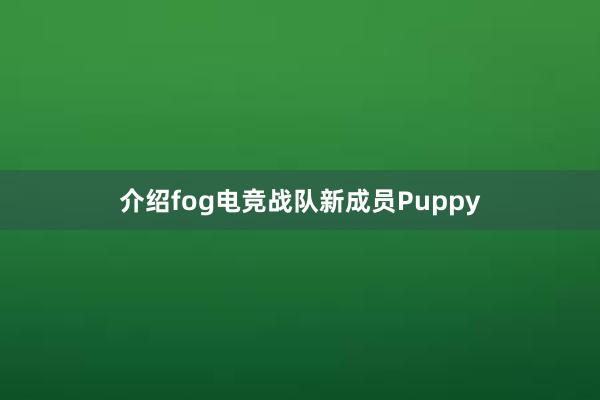 介绍fog电竞战队新成员Puppy