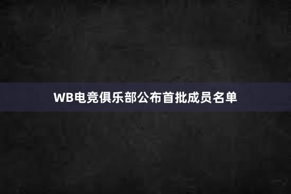 WB电竞俱乐部公布首批成员名单