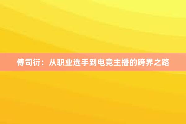 傅司衍：从职业选手到电竞主播的跨界之路